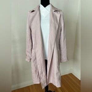 Express Elegant Women's Light Blush Pink Open Long Blazer Coat Size Medium